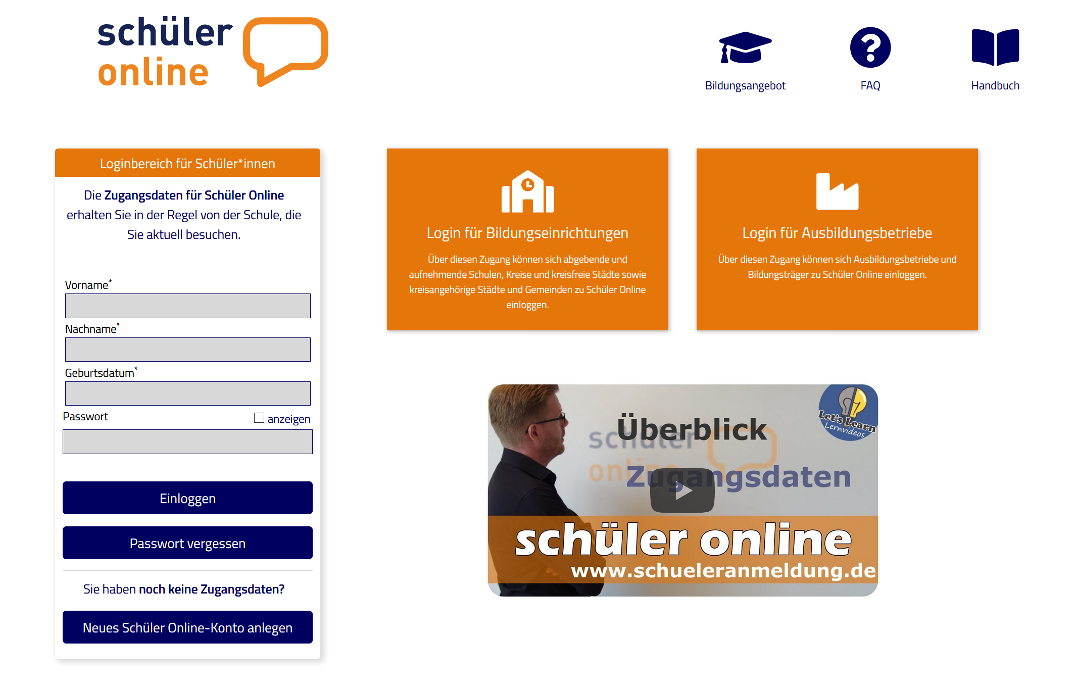 Screenshot Schueler Online
